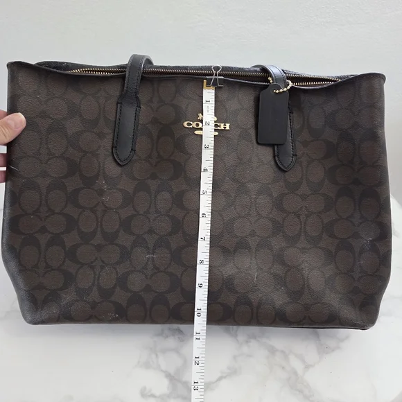 Coach Signature Tote Bag Brown and Black - Picture 15 of 16